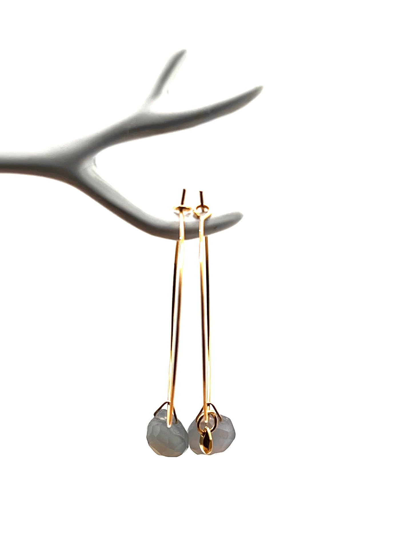 Grandes créoles calcédoine bleue