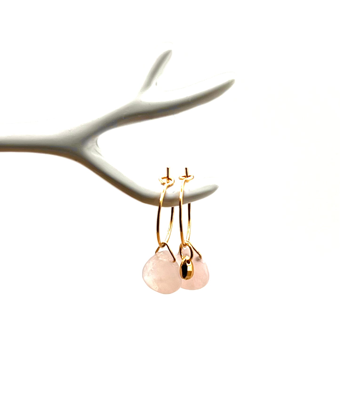 Petites créoles quartz rose