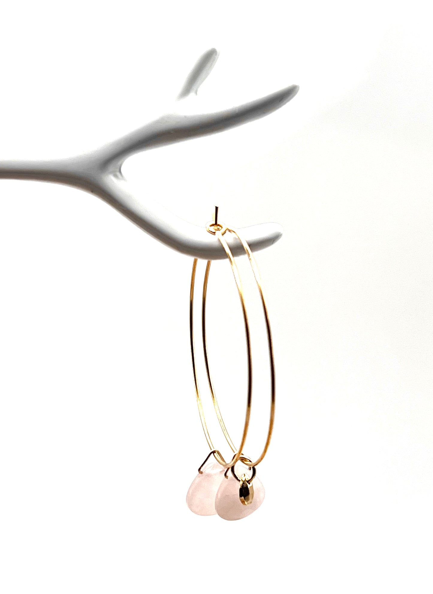 Grandes créoles quartz rose