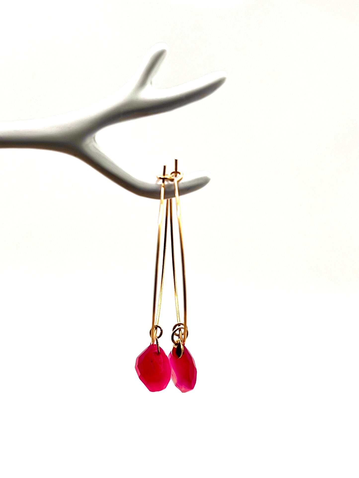 Grandes créoles agate rose