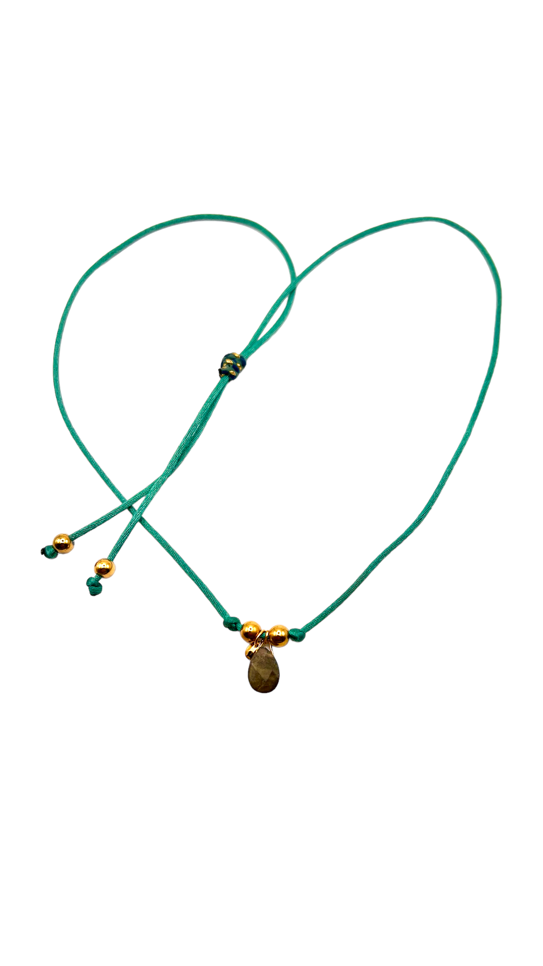 Collier cordon vert sauge et labradorite