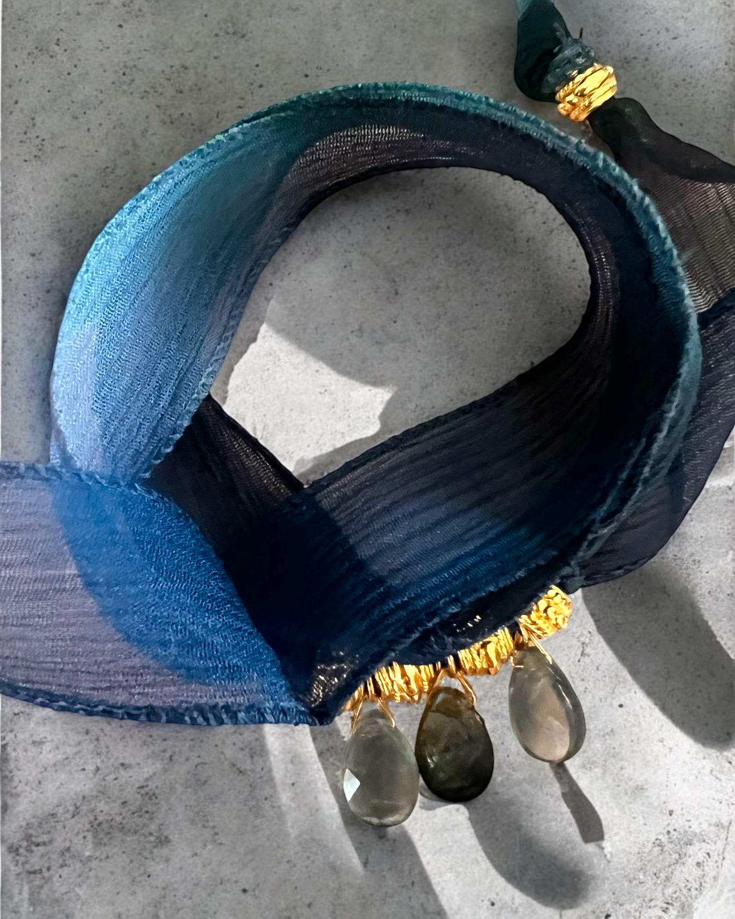 Bracelet ruban bleu lagon
