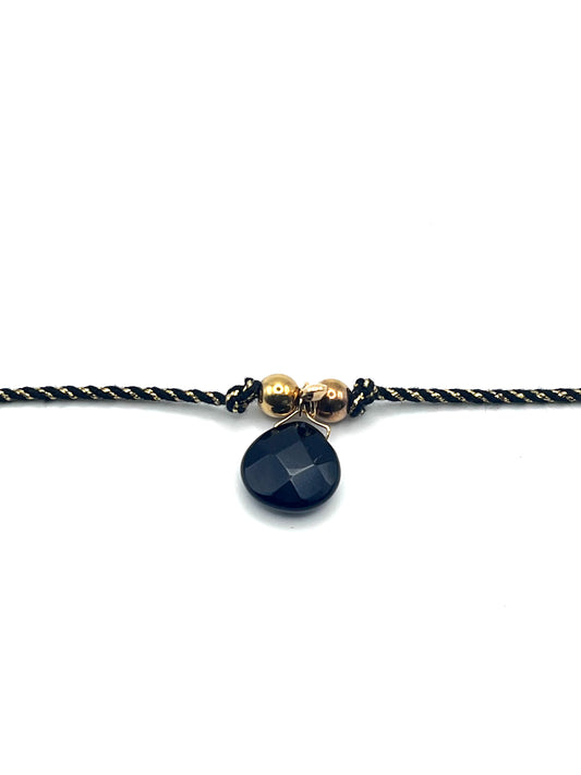 Onyx bracelet on black cord
